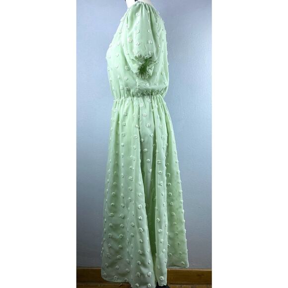 Baltic Born Sz S Mint Green Puffed Slv Btn Front Elastic Waist Mila Swiss Dot - Picture 7 of 12